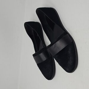 Vince Mason Black Calf Hair Leather Flats Women's Size 8.5